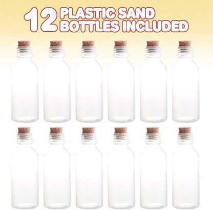 ArtCreativity Plastic Sand Art Bottles with Corks - Pack of 12-2oz Clear Containers for Sand Art, Message in a Bottle, Wedding Invitations, Fun Arts and Crafts Supplies for Kids - Sand not Included…