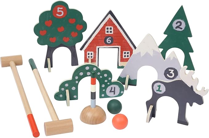 Manhattan Toy Through The Woods Two-Player 11-Piece Croquet Set for Kids with Travel Storage Bag