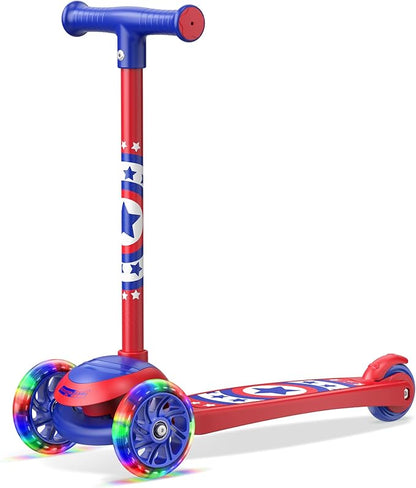 3 Wheel Scooter for Kids, Smooth Light Up LED Front Wheels, Wide Anti Slip Deck, Rear Foot Brake, Easy Lean to Steer Maneuvering, Indoor & Outdoor Ride On Toys for Ages 2 Up,