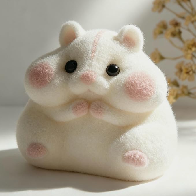 Handmade Taba Squishy Hamster Toy, Cute Squishy Hamster Fidget Toy, Realistic Hamster Toy, Soft Silicone Mochi Furry Toy, Stress Relief Gift for Adults & Kids, Sensory Anxiety Plushie (White)