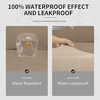 Easy-Going 100% Dual Waterproof Chair Cover Stretch Soft Couch Cover for Dogs, Sofa Slipcover for 1 Separate Cushion Couch Leakproof Furniture Protector for Kids, Pets Camel