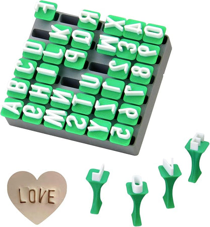 MingQiEven DIY Craft Alphabet and Number Stamps Set, 1/2" Uppercase Letters, Numbers - Polymer Clay, Pottery, Fondant Embosser, Cookie Press Tools for Personalized Creations