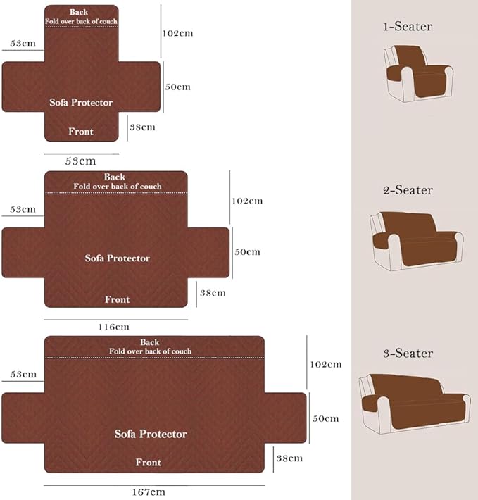 Quilted Recliner Chair Covers, Plush Non Slip Chair Slipcover Soft Washable Couch Cover Furniture Protector with Elastic Straps and Pocket for Kids, Dogs, Pets (Curry, 1 Seater)