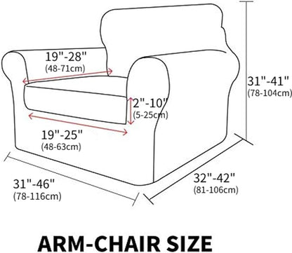 MAXIJIN 2 Piece Jacquard Chair Covers with Arms Super Stretch Non Slip Chair Slipcover for Living Room Dogs Pet Friendly Elastic Sofa Couch Protector Armchair Cover (Chair, Khaki)
