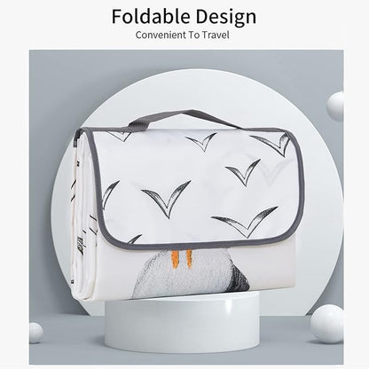 Insular Baby Splat Mat for Under High Chair/Arts/Crafts, Anti Slip and Waterproof Splash Mat for Floor, Portable Picnic Mat, 51x51 Inch, Seagull