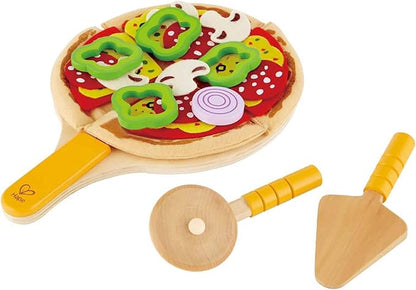 Hape Homemade Wooden Pizza Play Kitchen Food Set and Accessories, Multicolor, 3 Years and up (E3129)