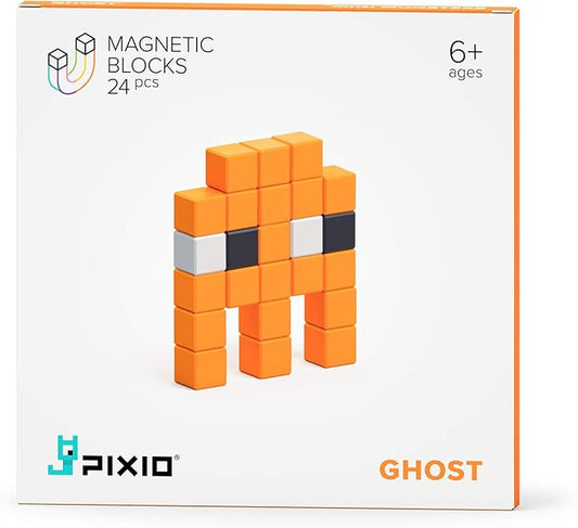 PIXIO Mini Monster Ghost Story Series 24 Magnetic Blocks Stress Relief Construction Toy, Building Blocks in 8-bit Pixel Art, Creativity for Kids, Fidget Toy