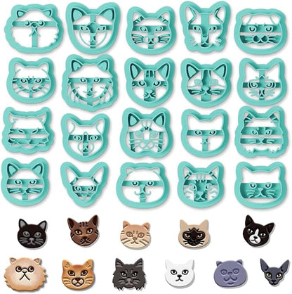 ORIGACH 20 Pcs Small Stud Cute Cat Polymer Clay Cutters Set Earring Clay Cutter DIY Craft Supplies for Earring and Jewelry Making