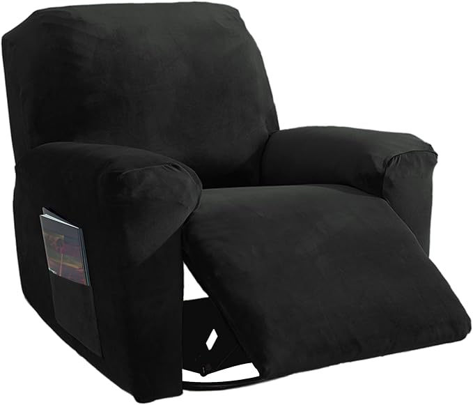 NORTHERN BROTHERS Stretchy Recliner Chair Covers, Velvet Recliner Covers, Lazy Boy Chair Cover (Black, 1 Seat)