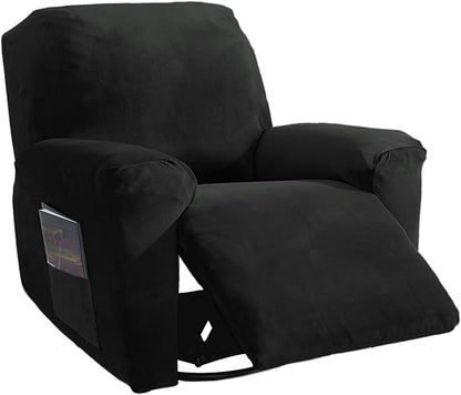 NORTHERN BROTHERS Stretchy Recliner Chair Covers, Velvet Recliner Covers, Lazy Boy Chair Cover (Black, 1 Seat)