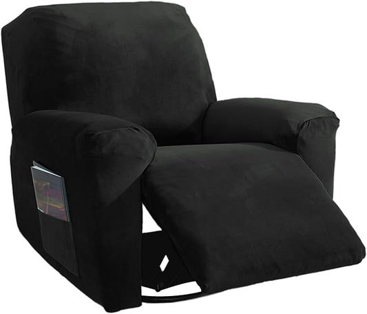NORTHERN BROTHERS Stretchy Recliner Chair Covers, Velvet Recliner Covers, Lazy Boy Chair Cover (Black, 1 Seat)