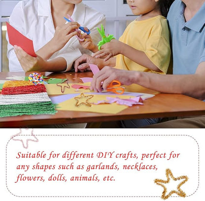 200 Pieces Pipe Cleaners, Christmas Glitter Pipe Cleaners, Pipe Cleaners Chenille Stem with 100 Pom Poms, Craft Pipe Cleaners for Creative Christmas Decoration Supplies Arts and Crafts Project