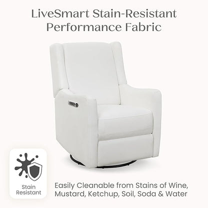 Delta Children Mercer Electronic Power Recliner and Swivel Glider with USB and Type-C Ports in LiveSmart Performance Fabric - Water Repellent & Stain Resistant, Pearl