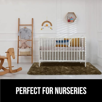 Gorilla Grip Fluffy Faux Fur Rug, Machine Washable Soft Furry Area Rugs, Rubber Backing, Plush Floor Carpets for Baby Nursery, Bedroom, Living Room Shag Carpet, Luxury Home Decor, 2x8 Runner, Brown