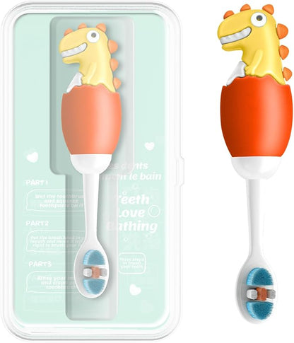 Kids Manual Toothbrush, Extra Soft Bristle Toddler Toothbrush with 10000 Bristles, Kids Travel Toothbrush Designed for Delicate Teeth & Gums for Children 2-7 Years (Orange)