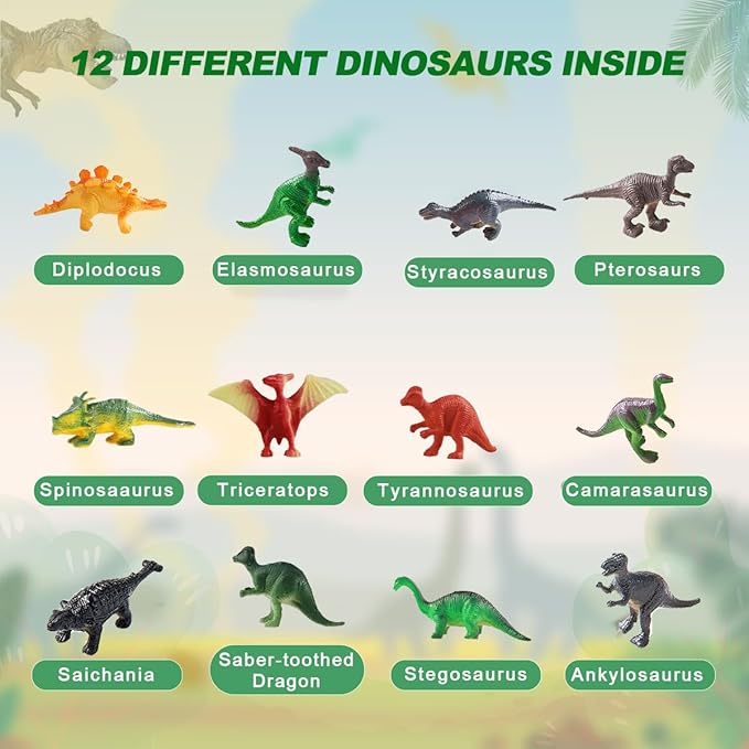 12 Unique Dinosaur Eggs, Dinosaur Eggs Excavation/Eggs with Toys for Kids 3-5 5-7 8-12, Dinosaur Fossil Eggs - Archaeology STEM Crafts Birthday for Boys & Girls