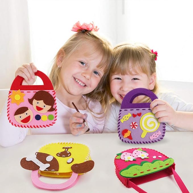 4 Pcs Toddler Arts and Crafts for Kids Ages 2 3 4 5 6 Years Old, Craft Kits for Sewing Sets, Preschool Educational Kids Toys Sewing Craft Kits for Kids DIY Art Craft Hand Play Set