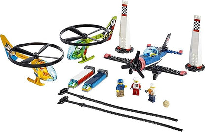LEGO City Air Race 60260 Flying Helicopter Toy, Features 2 Ripcord Helicopters, Stunt Plane Aircraft Toy, 2 Pylons, Plus Rivera, Xtreme and Vitarush Pilot Minifigures (140 Pieces)
