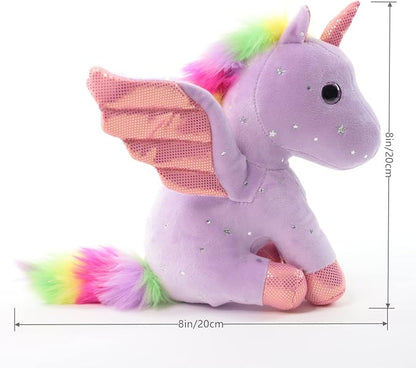 Sew Butiful 8 inch Unicorn Stuffed Animals, Cute Unicorn Gift Toys for Girls,Unicorns Birthday Gifts Soft Plush Toys Set for Baby, Toddler, Girls, Kids,Decor (Purple)