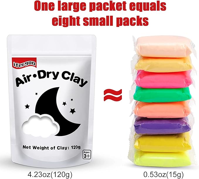 ifergoo White Air Dry Clay, Modeling Clay for School Art & Craft Project. Refill White Clay for Kids Age 3-12, Boys and Girls Gift