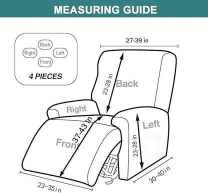 NILUOH Stretch Recliner Cover 4 Pieces Printed Lazy Boy Chair Covers Recliner Sofa Slipcover Anti-Slip Fitted Furniture Protector with Elastic Bottom, 16
