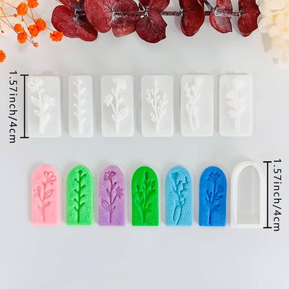 Xaekicr A1-4-9B-Handmade Jewelry Pendant Crafting Kit,Flower Plastic Molds Set, DIY Polymer Clay Printing Tools