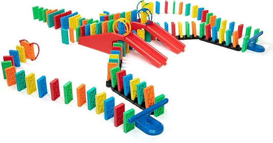 Bulk Dominoes Kinetic Domino Kit | Dominoes Set, STEM STEAM Small Toys, Family Games for Kids, Kids Toys and Games, Building, Toppling, Chain Reaction Sets (143pc)