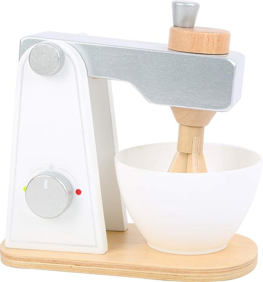 Small Foot Wooden Toys Wooden Mixer with Movable Upper Part and Stirring Bowl for Play Kitchens Designed for Children Ages 3+, Multi (10595)