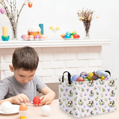 Rectangular Cute Easter basket,Easter basket empty,Storage Basket for baby Bedroom,Toy Gift Organizerm,Kids Storage Bin,Gift baskets,Easters Home Decor(Purple Easter egg)