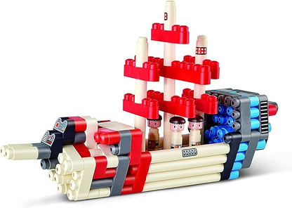 Hape PolyM Space Adventure Rocket Construction Kit | 138 Piece Building Brick Toy Play Set for Kids - Figurines and Accessories Included