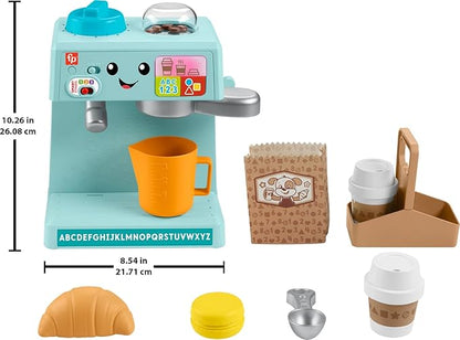 Fisher-Price Toddler Toy Laugh & Learn Coffee Café Musical Playset with Educational Songs & 10 Pretend Play Pieces for Kids Ages 18+ Months