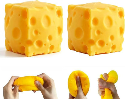 Yellow Cheese Squeeze Toy, Easter Basket Stuffers for Kids Teens, Soft Simulation Food Squeeze Toy, Cute Desk Decor, Birthday Gift for Girls Boys, Office Classroom Fidget Pack