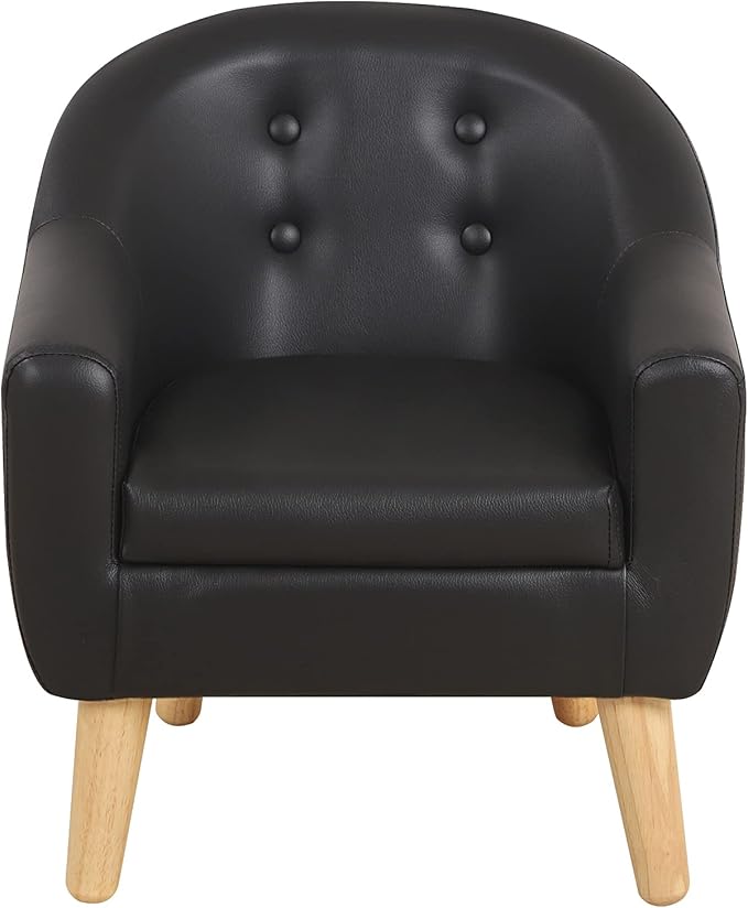 Getifun Single PVC Kids Sofa Chair, Toddler Sofa and Couch with Wooden Legs, Children Armchair for Children Gift (Black)