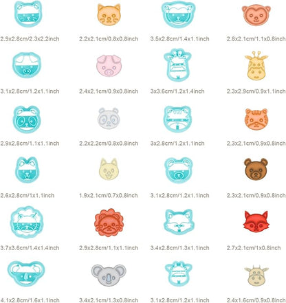 ORIGACH 12 Style Cute Animal Clay Cutters, Animal Studs Polymer Clay Cutters Set Cat Bear Pig Cow Clay Cutters for Earring Making Small Animal Face Studs Clay Cutters for Jewelry Making