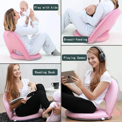Floor Chair Floor Cushion Folding Padded Gaming Chair Adjustable 5-Position Floor Seat with Back Support for Kids Adult Great for Gaming Reading Meditating