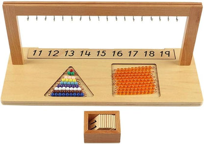 Montessori Hanger for Color Bead Stairs with Beads/Teen Bead Hanger with Beads Preschool Learning Material Montessori Math Material Early Development Toy Montessori Toy for Kids (Teen Beads Hanger)