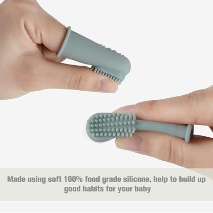 haakaa Baby Toothbrush, Soft Food Grade Silicone Baby Teether Finger Tooth Brush for Toddler, Baby First Toothbrush Infant Teething Toys Training Toothbrush, 0 Months+,2 Pack, Pea Green