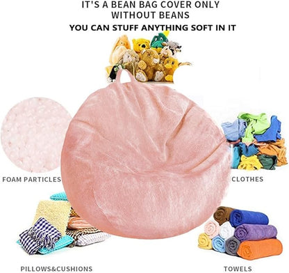 Kisoy Bean Bag Chair Cover (No Filler) Stuffed Animal Storage Bean Bag Cover Pets Dogs/Cats Lazy Beds. Washable Ultra Soft Corduroy Stuffed for Organizing Plush Toys or Textile, Sack Bean Bag