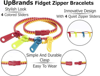 UpBrands Fidget Toys Zipper Bracelets Double Tour, Party Favors for Kids, Quiet Classroom Prizes, School Classroom Rewards, Goodie Bags, Easter Egg and Pinata Fillers, Students Incentives (Bi-color)