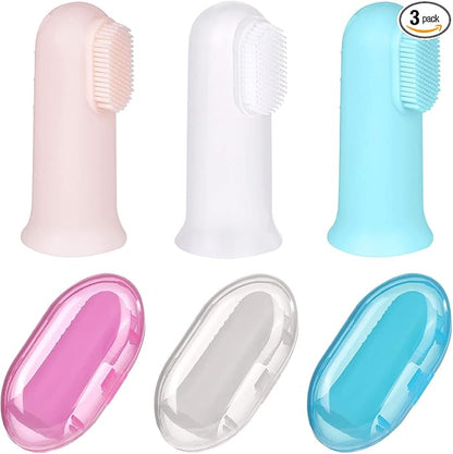 Jochebed Baby Finger Toothbrush for Training Teething - Infant & Toddles & Kids Teeth Brush Soft Babies Tooth Brushing Oral Cleaning Massager to Train Your Child Healthy Oral Habits -3 PCS