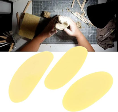 3Pcs Soft Rubber Rib for Pottery Clay, 3 Sizes Ceramic Sculpting Essential Tool for Pottery DIY Craft Work (Yellow)
