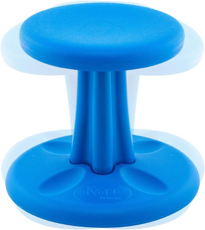 KORE Design Wobble Stool Chair, Girls + Boys Kid Desk Stools, Ergonomic Small Office Chairs, Flexible Seating for Active Kids, ADD/ADHD, Classroom, School, Home, Preschool (12in), Age 4-5 yrs, Blue