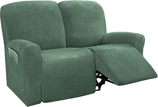 NORTHERN BROTHERS Stretchy Recliner Chair Covers, Velvet Recliner Covers, Lazy Boy Chair Cover (Light Green, loveseat)