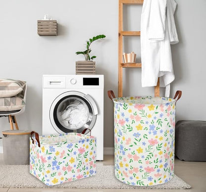 HIYAGON Girls Laundry hamper Baby Girl Hamper Kids Toy Storage Organizer Bins Gift Basket for Bedroom Decor(Flowers)