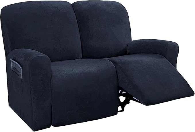 NORTHERN BROTHERS Stretchy Recliner Chair Covers, Velvet Recliner Covers, Lazy Boy Chair Cover (Dark Blue, loveseat)