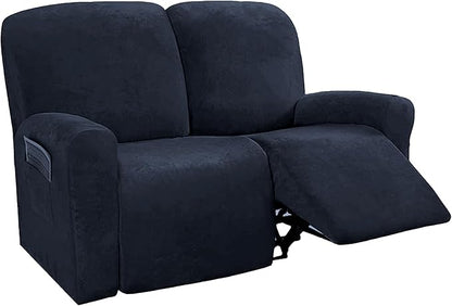 NORTHERN BROTHERS Stretchy Recliner Chair Covers, Velvet Recliner Covers, Lazy Boy Chair Cover (Dark Blue, loveseat)