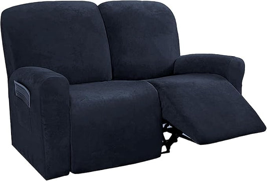 NORTHERN BROTHERS Stretchy Recliner Chair Covers, Velvet Recliner Covers, Lazy Boy Chair Cover (Dark Blue, loveseat)