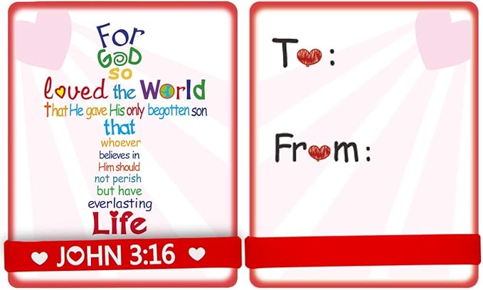 ceiba tree John 3:16 Cards with Bracelets Valentine’s Day Crafts for Kids Gift Valentine Classroom Exchange Party Favor VBS