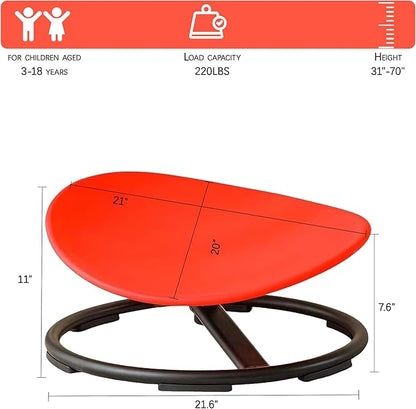 Autism Kids Swivel Chair,Sensory Spinning Chair for Kids,Toddler Spinner seat Carousel Spin Sensory Chair for Kids,Training Body Coordination,Metal Base Non Slip Safer (Red)