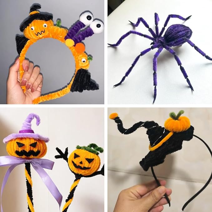 Eppingwin Pipe Cleaners, 150 PCS Chenille Stems, Halloween Pipe Cleaners for Crafs, Pipe Cleaners for Crafts, DIY